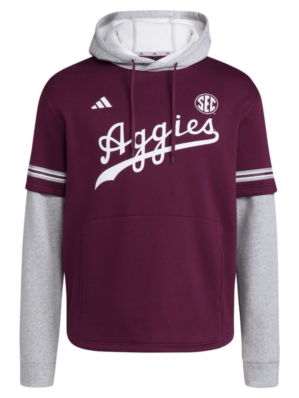 adidas NCAA Texas A&M Aggies Pullover Baseball Jersey Hoodie Men Size Large NEW!